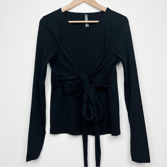 Anthropologie Tops - Anthropologie Wrap Around Tie Front Long Sleeve Black Shirt Top Women’s Medium